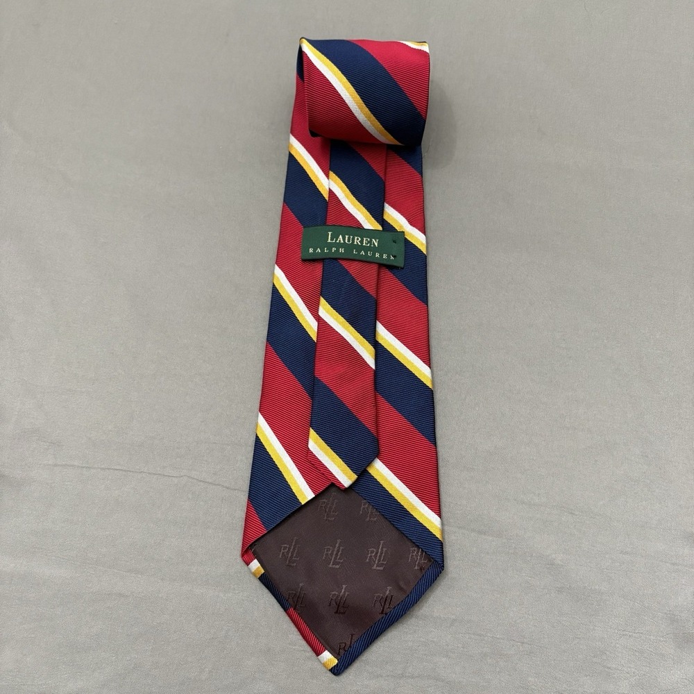 Lauren Ralph Lauren Men's Neck Tie Silk / Cotton  Made In USA Striped 57" X 4"